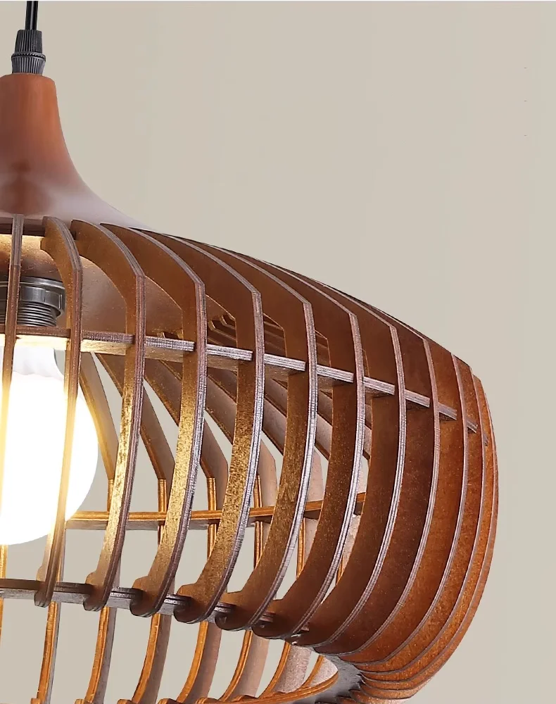 Suspension en bois design scandinave luminaire moderne éclairage chaleureux salle à manger salon chambre suspension LED ajourée lumière douce