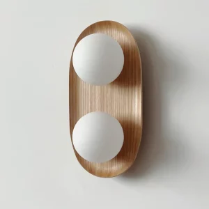 Applique murale bois verre design scandinave nordique minimaliste lumière douce salon chambre salle bains éclairage moderne économique