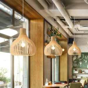 Suspension bois naturel design scandinave moderne luminaire LED pour chambre salle à manger étude éclairage chaleureux économique élégant Suspension bois naturel design scandinave moderne luminaire LED pour chambre salle à manger étude éclairage chaleureux économique élégant