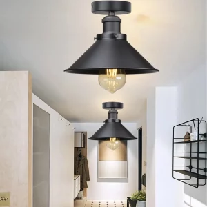 Plafonnier industriel vintage en métal E27 luminaire encastré rustique rétro créatif Style Village sans ampoule incluse Plafonnier industriel vintage en métal E27 luminaire encastré rustique rétro créatif Style Village sans ampoule incluse