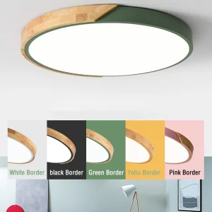 Plafonnier LED bois naturel design scandinave nordique moderne chambre salon éclairage chaleureux économique élégant