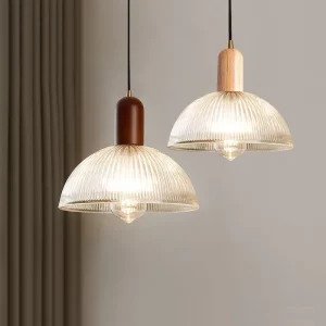 Suspension bois verre design scandinave moderne éclairage intérieur chaleureux salon salle à manger Suspension bois verre design scandinave moderne éclairage intérieur chaleureux salon salle à manger