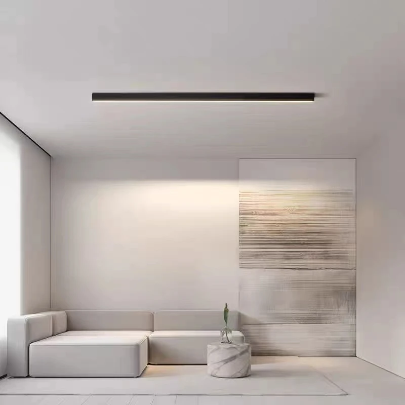 Plafonnier LED minimaliste en métal noir et blanc pour intérieur moderne salon chambre salle à manger éclairage variable design épuré élégance industrielle