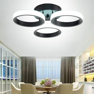 Plafonnier LED métal blanc lumière moderne design épuré salon chambre bureau éclairage uniforme économique élégant