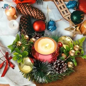 Support de guirlande en bois art naturel  chandelier aromathérapie fleurs durables  bougeoir stable Noel éclairage chaleureux décoration élégante