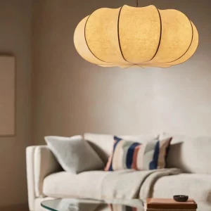 Lampe suspendue japonaise design minimaliste en tissu luminaire chambre salon éclairage chaleureux contemporain Lampe suspendue japonaise design minimaliste en tissu luminaire chambre salon éclairage chaleureux contemporain
