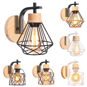 Lampes murales en bois rétro applique murale Vintage luminaire E27 éclairage intérieur décor à la maison salle à manger salon chambre lampe de chevet Lampes murales en bois rétro applique murale Vintage luminaire E27 éclairage intérieur décor à la maison salle à manger salon chambre lampe de chevet