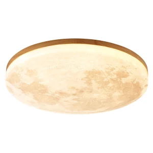Plafonnier LED bois naturel design moderne style lunaire salle à manger salon chambre éclairage décoratif contemporain économique élégant
