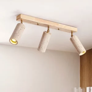 Plafonnier bois concret design moderne minimaliste 3 spots ajustables éclairage ambiant chaleureux salon cuisine bureau Plafonnier bois concret design moderne minimaliste 3 spots ajustables éclairage ambiant chaleureux salon cuisine bureau