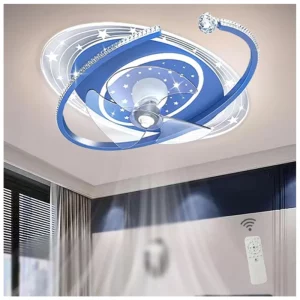 Plafonnier LED moderne design galactique ventilateur intégré télécommandé lumière étoilée chambre salon Plafonnier LED moderne design galactique ventilateur intégré télécommandé lumière étoilée chambre salon