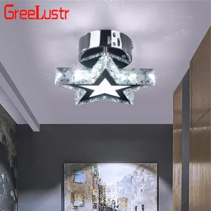 Plafonnier LED étoile moderne design luminaire Cristal acier inoxydable brossé éclairage chaleureux salon chambre bureau