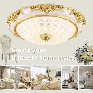 Plafonnier LED verre métal doré design classique baroque chambre salon éclairage sophistiqué économique élégant Plafonnier LED verre métal doré design classique baroque chambre salon éclairage sophistiqué économique élégant
