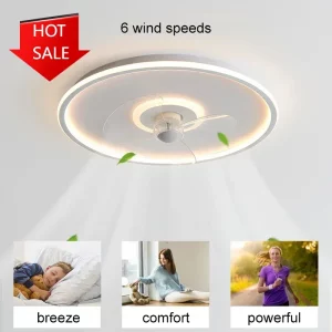 Plafonnier LED métal acrylique ventilateur intégré 6 vitesses éclairage blanc chaude moderne salon chambre bureau déco énergétique
