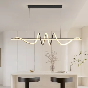 Suspension LED métal design moderne minimaliste éclairage salle à manger salon barre linéaire ondulée lumière chaleureuse économique élégant Suspension LED métal design moderne minimaliste éclairage salle à manger salon barre linéaire ondulée lumière chaleureuse économique élégant