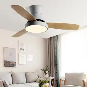 Plafonnier LED bois naturel design moderne minimaliste chambre salon éclairage ventilateur fonctionnalité économique élégant