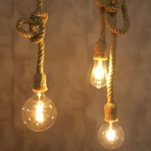 Suspension en corde de jute naturelle design rustique industriel lampe vintage à ampoules transparentes éclairage chaleureux pour salon chambre salle à manger décoration intérieure créative Suspension en corde de jute naturelle design rustique industriel lampe vintage à ampoules transparentes éclairage chaleureux pour salon chambre salle à manger décoration intérieure créative