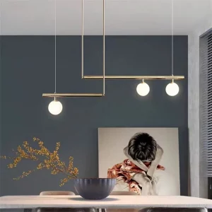 Suspension design moderne minimaliste doré intérieur luminaire décoratif salle à manger salon éclairage contemporain élégant