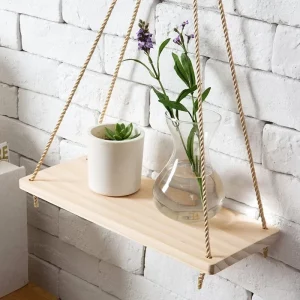 Étagère murale flottante en bois naturel  design scandinave minimaliste  décoration murale rustique  salon chambre bureau  support déco plantes objets