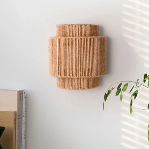 Applique murale en rotin naturel design scandinave rustique éclairage chaleureux salon chambre couloir deco moderne élégant