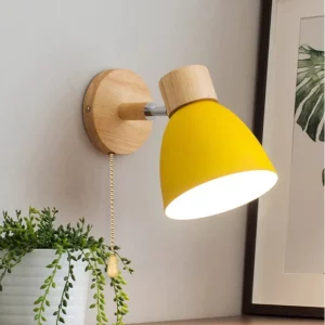 Applique murale nordique en bois naturel moderne avec interrupteur  éclairage domestique chaleureux pour chambre  salon  cuisine et couloir  6 couleurs
