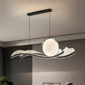 Suspension moderne design artistique verre métal doré éclairage intérieur salle à manger salon luminaire contemporain style asiatique lumière chaleureuse Suspension moderne design artistique verre métal doré éclairage intérieur salle à manger salon luminaire contemporain style asiatique lumière chaleureuse