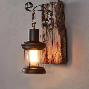Applique murale bois naturel design vintage rustique éclairage chaleureux décoration intérieure chambre salon cuisine