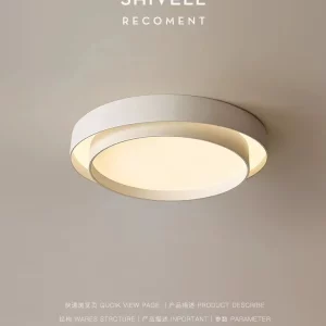 Plafonnier moderne design minimaliste LED lumière douce chambre salon éclairage contemporain aluminium blanc beige doré