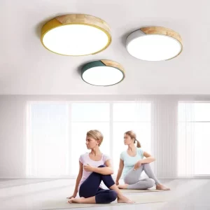 Plafonnier LED bois naturel design scandinave nordique moderne chambre salon lumière chaleureuse économique élégant