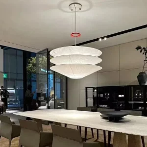 Suspension en tissu et métal design moderne minimaliste pour salon salle à manger éclairage diffus LED élégant 5 ans garantie Suspension en tissu et métal design moderne minimaliste pour salon salle à manger éclairage diffus LED élégant 5 ans garantie