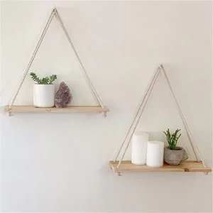 Étagères murales suspendues en bois clair  design scandinave moderne et minimaliste pour salon  chambre ou bureau  décoration intérieure naturelle et élégante