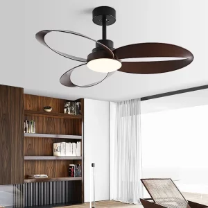 Plafonnier bois ventilateur LED design moderne salle à manger salon chambre éclairage chaleureux économique élégant