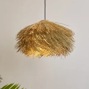 Suspension en rotin tissé à la main design bohème rustique luminaire LED E27 éclairage chaleureux pour salon chambre restaurant ou bar Suspension en rotin tissé à la main design bohème rustique luminaire LED E27 éclairage chaleureux pour salon chambre restaurant ou bar