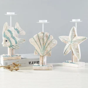 Porte-bougies en forme de poisson style nautique décoration marine en bois bougeoirs artisanaux pour salon chambre salle de bain ou bureau Porte-bougies en forme de poisson style nautique décoration marine en bois bougeoirs artisanaux pour salon chambre salle de bain ou bureau