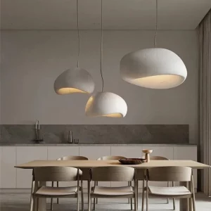 Suspension japonaise Wabi Sabi design moderne pendentif LED éclairage chaleureux salle à manger salon chambre conception contemporaine lumière douce matériaux naturels Suspension japonaise Wabi Sabi design moderne pendentif LED éclairage chaleureux salle à manger salon chambre conception contemporaine lumière douce matériaux naturels