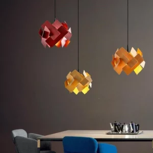 Suspension bois design scandinave moderne lumière chaleureuse salon chambre cuisine éclairage intérieur contemporain écoénergétique élégant