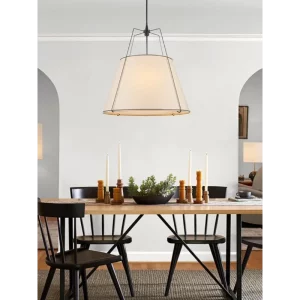 Suspension tissu métal design moderne scandinave lumière douce éclairage salle à manger chambre cuisine île de cuisine