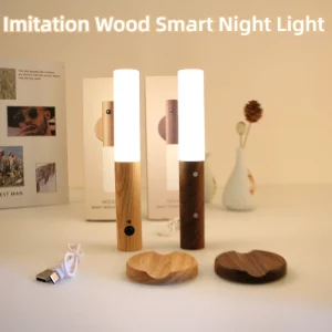 Applique murale LED en bois imitation design moderne lumière chaleureuse USB portable chambre salon bureau éclairage économique élégant