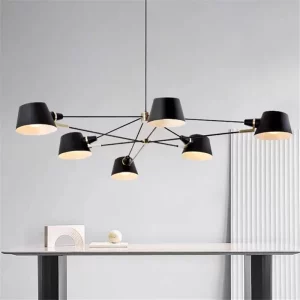 Suspension métal géométrique design industriel moderne salon salle à manger lumière épurée éclairage contemporain élégant