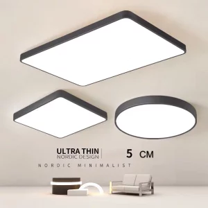 Plafonnier LED design nordique minimaliste en métal et acrylique lumière douce salle séjour chambre cuisine bureau éclairage moderne économique certification ROHS