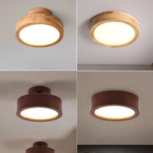Plafonnier LED bois naturel design moderne nordique éclairage chaleureux salon chambre cuisine bureau économique élégant