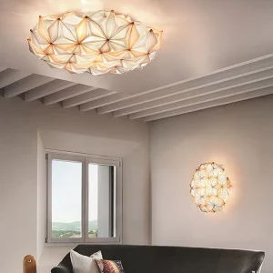 Plafonnier géométrique design romantique tissu métal salon salle à manger éclairage chaleureux moderne déco intérieure luminaire Plafonnier géométrique design romantique tissu métal salon salle à manger éclairage chaleureux moderne déco intérieure luminaire