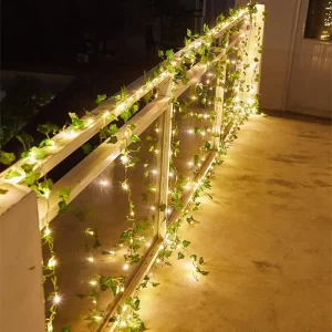 Guirlande solaire à feuilles artificielles décoration lumineuse extérieure mariage festival jardin terrasse balustrade lumière romantique style naturel écoénergétique économique chaleureux élégant Guirlande solaire à feuilles artificielles décoration lumineuse extérieure mariage festival jardin terrasse balustrade lumière romantique style naturel écoénergétique économique chaleureux élégant