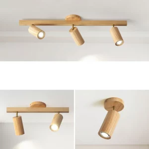 Plafonnier LED bois naturel design scandinave nordique moderne chambre salon éclairage chaleureux économique élégant
