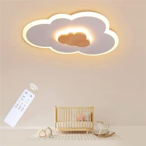 Plafonnier LED bois nuage design scandinave moderne chambre enfant éclairage chaleureux économique élégant