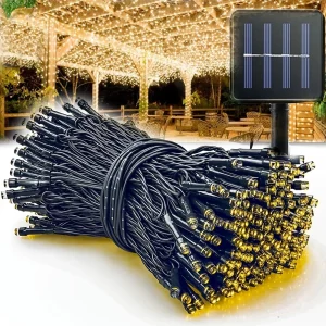 Guirlande solaire LED 10M 100LED lumière jaune chaude panneau solaire extérieur fêtes déco jardin terrasse pergola Guirlande solaire LED 10M 100LED lumière jaune chaude panneau solaire extérieur fêtes déco jardin terrasse pergola
