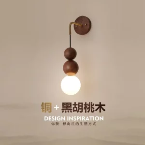 Applique murale bois noyer design moderne nordique éclairage LED salon chambre tête de lit décoration intérieure