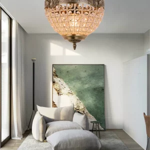 Plafonnier cristal métal vintage design rétro E27 éclairage intérieur salon chambre salle à manger cuisine loft lumière chaleureuse élégance Plafonnier cristal métal vintage design rétro E27 éclairage intérieur salon chambre salle à manger cuisine loft lumière chaleureuse élégance