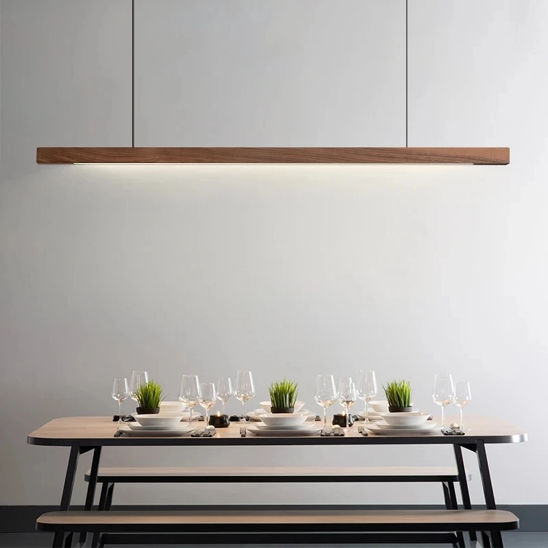 Suspension en bois LED design moderne minimaliste salle à manger salon bureau éclairage ambiant chaleureux économies d’énergie
