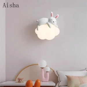 Applique murale nuage lapin chambre enfant style moderne éclairage créatif chambre bébé fille garçon décoration intérieure nursery