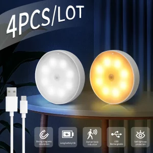 Veilleuse détecteur de mouvement LED rechargeable design moderne minimaliste lumière douce pour chambre couloir et cuisine 1/2/4 pièces Veilleuse détecteur de mouvement LED rechargeable design moderne minimaliste lumière douce pour chambre couloir et cuisine 1/2/4 pièces